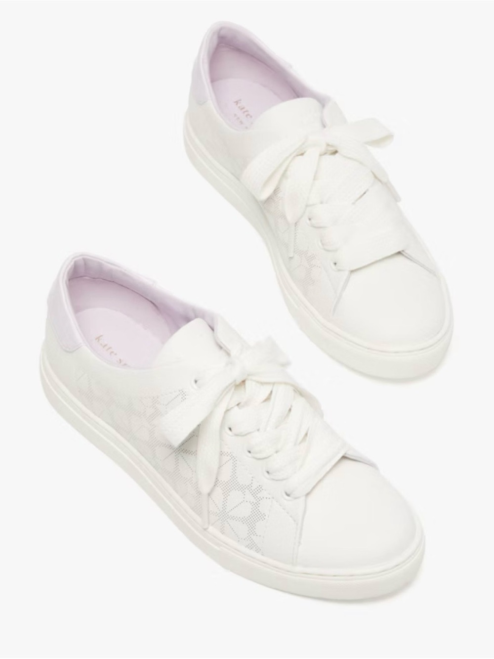 Brand New Kate Spade Collections White Leather Lace-Up Sneakers-Size 9
